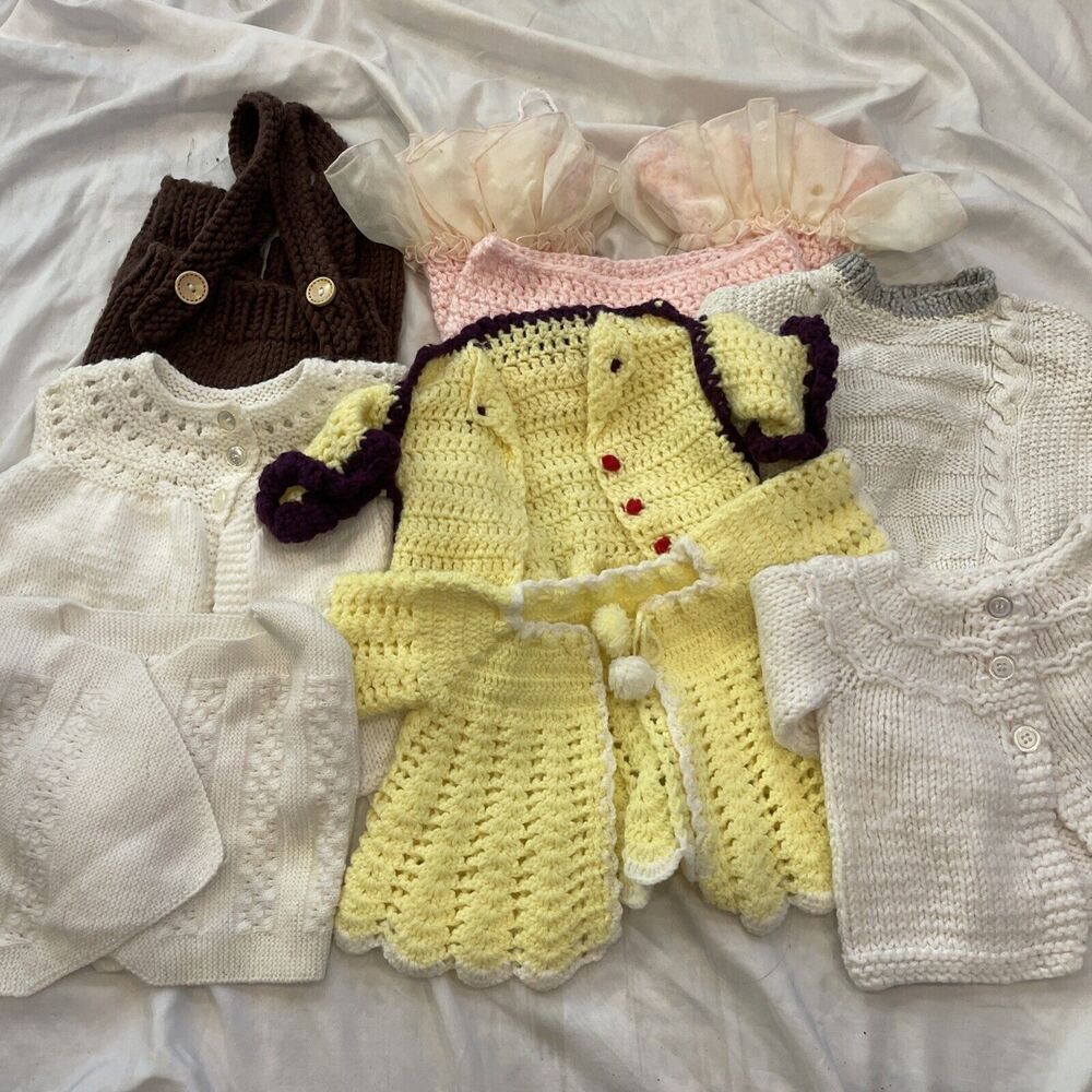 Lot of 8 Baby Clothes Hand Knit